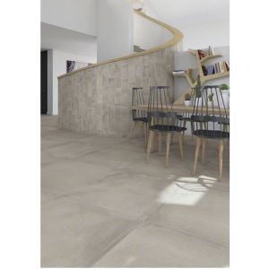 Carrelage gr&egrave;s c&eacute;rame effet chaux LAVERTON 60x60 cm Gris Moyen - Mat - bo&icirc;te de 1.08 m2