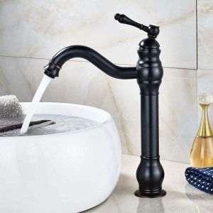 Robinet mitigeur de comptoir r&eacute;tro, robinet de salle de bain haut noir avec rotation &agrave; 360&deg;, robinet de salle de bain r&eacute;tro classique