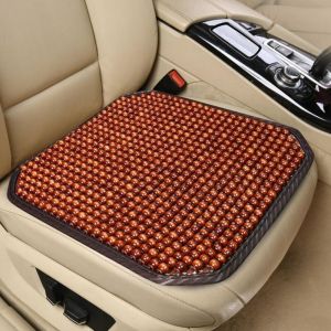 Siège de voiture en perles de bois pour voiture/van/Taix, 45 x 45 cm, housse de siège de massage avec perles rafraîchissantes, protection sous siège