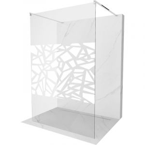 Mexen - Kioto paroi de douche autoportante 100 x 200 cm, transparent/Design blanc 8 mm, Chrome - 800-100-002-01-85