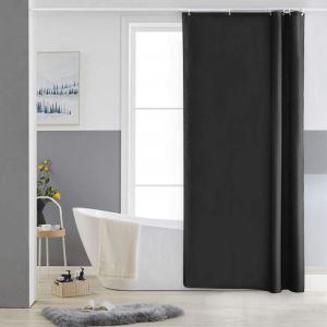 Rideau de Douche,Noir(80x180cm),Anti Moisissure,Petit,Tissu Polyester,Imperméable,Rideaux Baignoire Lavable en Machine - black