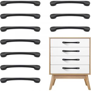 Poignee de Meuble Cuisine, Poign&eacute;e Meuble, 10 Pi&egrave;ces M&eacute;tal Noir Poignet de Porte Cuisine Antirouille pour Placards Tiroir Porte (Distance des Trous