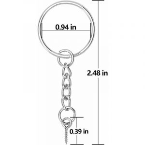 Porte-cl&eacute;s &agrave; visser - Kit d'anneaux porte-cl&eacute;s en argent - Porte-cl&eacute;s avec chane, anneaux fendus pour bijoux, &eacute;pingles &agrave; oeil &agrave; vis, 100 pi&egrave;ces