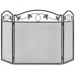 Costway - Pare-Feu en Cadre Métallique, Ecran de Cheminée Pliable à 3 Panneaux, Clôture de Cheminée en Maille pour Bébé, Grille de Protection pour