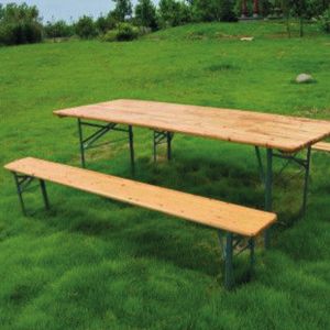 Garden - Service de brasserie en bois avec table 220x70cm