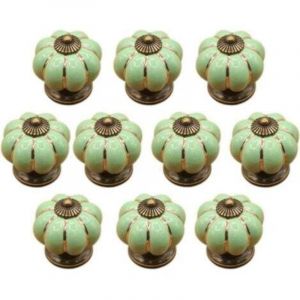 (Vert)10 Pcs Boutons de tiroir en c&eacute;ramique bouton de meuble pour tiroirs et placards de cuisine
