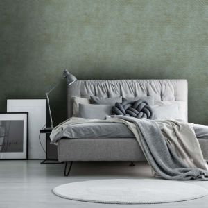 Papier peint intissé Béton ciré 1005 x 52cm Bleu-vert, or