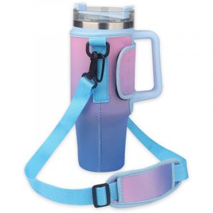 Sacoche pour bouteille d'eau de 1,2 L (40 oz) avec poignée, pochette porte-bouteille avec bandoulière réglable et cache-paille