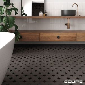 Carrelage gr&egrave;s c&eacute;rame effet rustique AL ANDALUS Cabochon Black hat - Brillant / Poli - bo&icirc;te de 0.13 m2