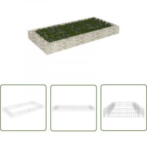 The Living Store - Lit sur&eacute;lev&eacute; &agrave; gabion Acier galvanis&eacute; 200x100x20 cm - Lit Sur&eacute;lev&eacute; - Gabion - Bordure Jardin - Fleur - Plante