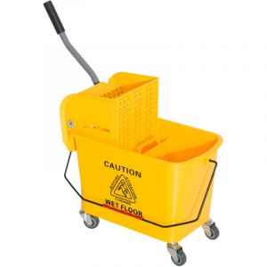 Seau De Nettoyage Avec Chariot 20 L Et Presse, Chariot &agrave; Deux Compartiments, Jaune