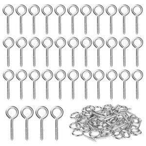 40 Pièces M3 Piton à Visser en Acier Inoxydable 304 Vis Mouton Oeil Rond Auto Taraudeuse Vis à Anneau Crochets à Oeil Boulon à œil Crochets Piton à