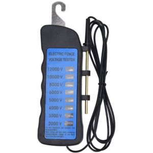 Testeur de Cl&ocirc;ture &eacute;lectrique de Ferme 12KV 8 Voyants Lumineux au N&eacute;on Testeur de Tension de Cl&ocirc;ture pour Fermes, Jardins Familiaux et Enclos