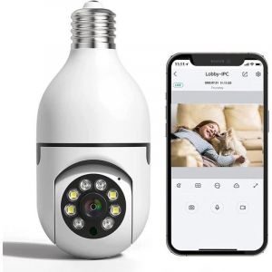 Caméra Ampoule 1080P E27, Caméra De Surveillance ip Panoramique ptz 360, Caméra De Sécurité sans Fil pour Maison avec Ampoule[O1004]