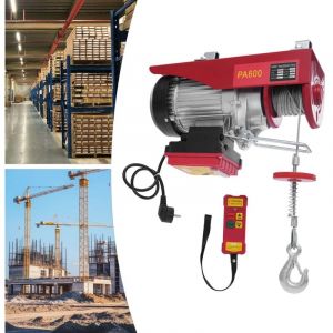 Treuil &eacute;lectrique, 300 kg &agrave; 600 kg, hauteur de levage 12 m, treuil &agrave; c&acirc;ble motoris&eacute;, 1200 W, poulie &agrave; moteur en cuivre, vitesse de levage 10 m/min,