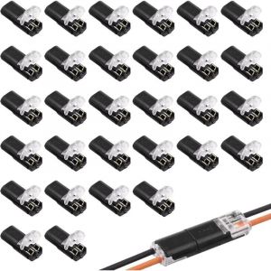 30PCS Connecteur Etanche 2 Fils,Connecteur Electrique Etanche 12v,Raccord Electrique Etanche,Connecteur Automobile,Adapt&eacute;s aux C&acirc;bles 18-22 AWG, pour