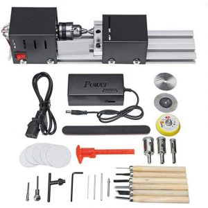 Mini tour &agrave; bois 200 W, mini tour &agrave; m&eacute;taux, mini tour &agrave; bois DIY, outil de meulage, polissage et per&ccedil;age, mini tour &agrave; vitesse variable,(prise UE)