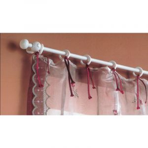 Inferramenta - Tringle a rideau coulissante en bois blanc 11 mm longueur 120 cm avec supports