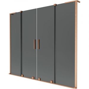 Mexen - Velar l Duo paroi baignoire 2 volets coulissants 170 x 150 cm, graphite, cuivre brossé - 896-170-003-42-65