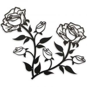 Grande d&eacute;coration murale de fleur de rose, 38 cm de haut en m&eacute;tal noir, d&eacute;coration murale pour la maison, la chambre, le bureau, l'int&eacute;rieur et