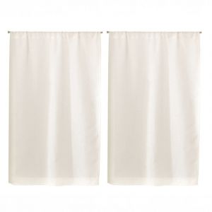 Paire de Petits rideaux Unis en Etamine Blanc 70x120 cm