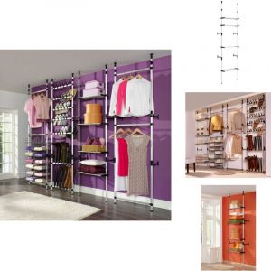 Vidaxl - Syst&egrave;me de garde-robe t&eacute;lescopique avec &eacute;tag&egrave;res Aluminium - Syst&egrave;me De Rangement - Armoire T&eacute;lescopique - Organisation De Placard