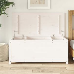 Bonnevie - Banc Coffre de rangement - Banquette Pouf Blanc 110x50x45,5 cm Bois massif de pin BV475920 - Blanc