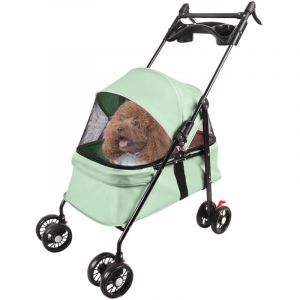 Haloyo&reg; Poussette pour Chien &agrave; 4 Roues, Poussette buggy, Chariot pour Chat Portable avec Panier de Rangement Fen&ecirc;tre en Maille, Oxford, 50x70x95cm,