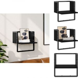 Vidaxl - tagère murale avec barre noir 30x25x30 cm - Étagère Murale - Étagère Flottante - Rangement Mural - Décoration Murale - Meuble Design