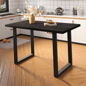Table de bar 160x80x93 cm en bois exotique et métal noir