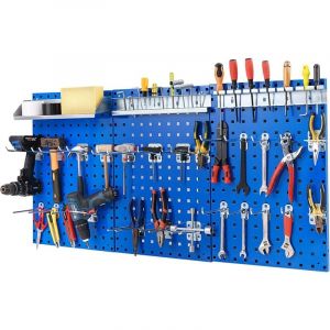 Costway - Organiseur Mural en Panneau Perforé, Kit de Rangement d'Outils en Métal avec 3 Panneaux Perforés 28 Accessoires de Suspension, Porte-outils