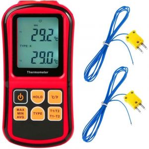Thermom&egrave;tre Num&eacute;rique, Jauge De Temp&eacute;rature De Capteur De Sonde Thermocouple De Type K &agrave; 2 Canaux pour Type K/J/T/E/R/N/S, -200 ℃ &agrave; 1372 ℃ (-328 ℉ &agrave;