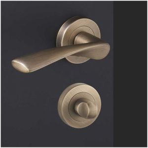 Ensemble de Poign&eacute;es sur Rosaces en Laiton - DCG - Mod&egrave;le Lilas - Bronze Vieilli - Condamnation