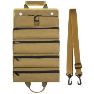 Sac &agrave; Outils Roulant Imperm&eacute;able - Organisateur d'Outils avec Roulettes et Bandouli&egrave;re - Portable et Robust pour Homme et Femme - Kaki
