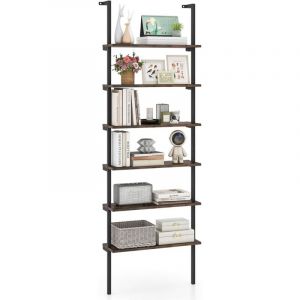 GOPLUS Biblioth&egrave;que &agrave; 6 Niveaux, Biblioth&egrave;que avec Kit Anti-basculement, Etag&egrave;re Echelle, Pieds Antid&eacute;rapants, Etag&egrave;re de Pr&eacute;sentation Moderne, pour