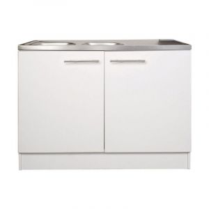 SANS MARQUE Meuble de cuisine sous &eacute;vier 2 portes blanc h.86cm l.120cm p.60cm