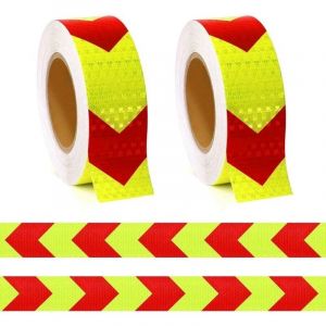2 pièces 3m 50mm jaune ruban réfléchissant auto-adhésif avec flèches, ruban d'avertissement pour panneaux de signalisation, garniture de porte,