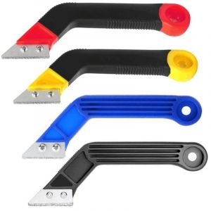 Lot de 4 outils de retrait de la mortier, r&acirc;pe-joints, grattoir pour carrelage, cuisine, salle de bain, sol et carrelage de nettoyage bleu et noir