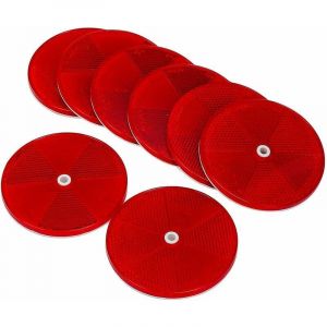 8 Pi&egrave;ces Catadioptre Rond Rouge,Catadioptre Remorque Visser Fixe, Catadioptre Rond Signalisation, Catadioptre Rouge Appliquer &Agrave; Rv Caravanes