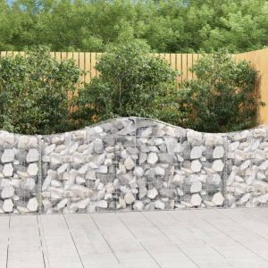 Paniers à gabions arqués 3 pcs Mur en gabion Clôture de gabion 200x30x80/100 cm Fer galvanisé 36015