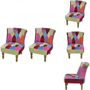 Vidaxl - Chaises en style français lot de 2 avec design patchwork tissu - Fauteuil Français - Fauteuil Patchwork - Chaise Française - Meuble Déco