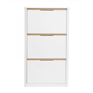 Meuble à chaussures 3 portes finition blanc laqué brillant L68 cm kirk