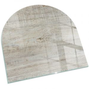 Plaque Carr&eacute;e de protection de sol en verre tremp&eacute; pour chemin&eacute;e ou po&ecirc;le &agrave; bois pare-feu contre les &eacute;tincelles Texture bois clair 100x100 cm