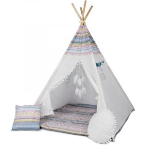 Paco Home - Tente Enfants Tipi Chambre D'enfant De Jeu Intérieur Robuste Blanc 2, Avec accessoires