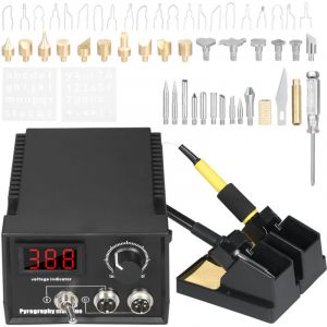 Tonysa - Kit pyrogravure pour bois professionnel 60 w Kit de pyrogravure numérique réglable avec embouts pour pyrogravure 20 pièces Brûleur à bois ,
