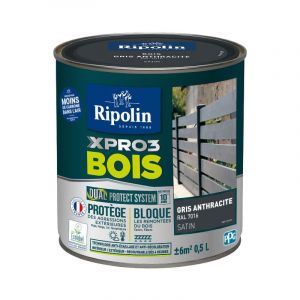 Ripolin - Peinture pour Bois Intérieur et Extérieur - Satin - 0,5L - gris anthracite ral 7016