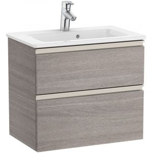 Roca - Pack Unik meuble bas compact avec 2 tiroirs + lavabo the gap Couleur : Blanc brillant - Dimensions : 505x380x537 mm