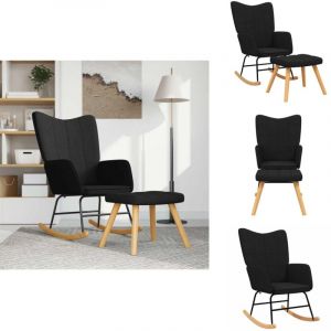 Vidaxl - Chaise à bascule avec tabouret Noir Tissu - Chaise à Bascule - Fauteuil Relaxant - Chaise Lounge - Mobilier Extérieur - Design Moderne