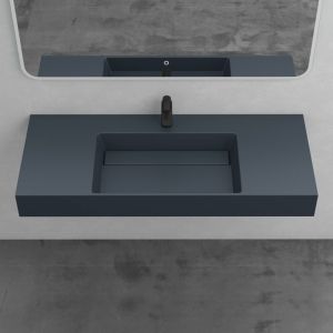 Mai&mai - Lavabo Suspendu Vasque &agrave; Poser Gris Noir 120x48x13cm Evier Lave Mains Salle de Bain sans Trop-plein Col12-1200-M