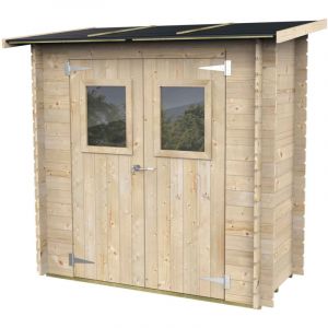 Maestro Ferretero - Abri de Jardin Adossé Bh19 Hobby Monofalda 198x98 en Bois d'épicéa naturel 19 mm avec double porte et fenêtre, toit et plancher